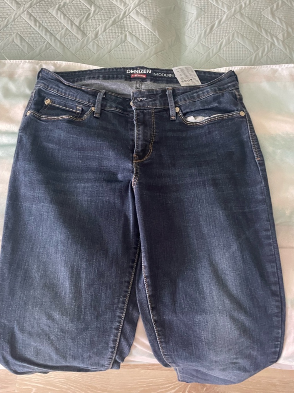 Denizen from Levi's Women's Straight Leg Dark Blue Jeans